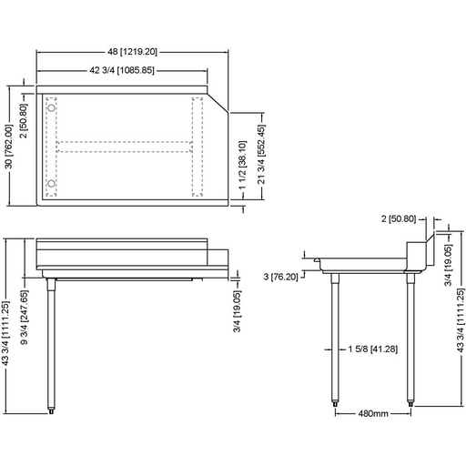 Commercial Stainless Steel Pass Through Dishwasher Table Left 1219mm Width | Cdt48 L Makfry