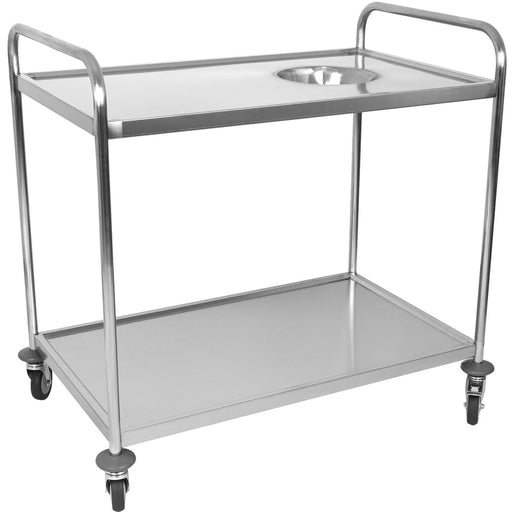 Commercial 2-Tier Stainless Steel Waste Sorting Trolley with Cutlery Tray Slot 1000×620×1000mm|  CG10062 Makfry