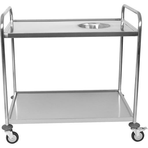 Commercial 2-Tier Stainless Steel Waste Sorting Trolley with Cutlery Tray Slot 1000×620×1000mm|  CG10062 Makfry