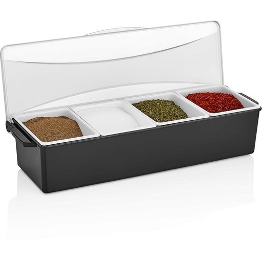 Garnish Tray / Condiment Dispenser with Lid 4 compartments |  CHA003 Makfry