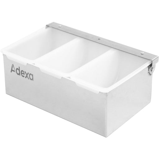 Garnish Tray / Condiment Dispenser with Lid 3 compartments Stainless steel & Plastic |  CHB03 Makfry