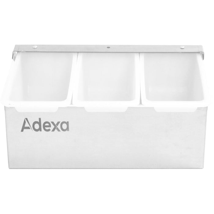 Garnish Tray / Condiment Dispenser with Lid 3 compartments Stainless steel & Plastic |  CHB03 Makfry
