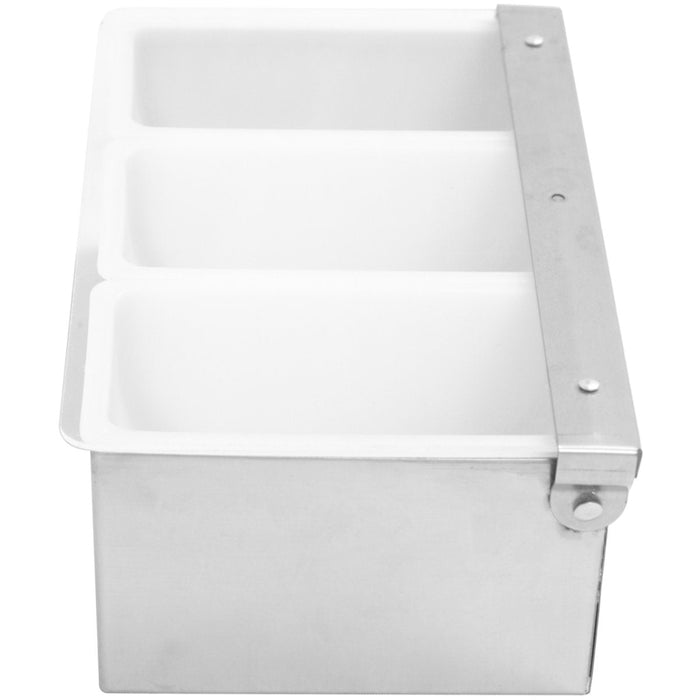 Garnish Tray / Condiment Dispenser with Lid 3 compartments Stainless steel & Plastic |  CHB03 Makfry