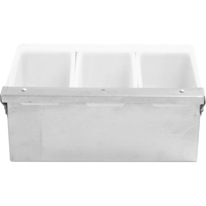 Garnish Tray / Condiment Dispenser with Lid 3 compartments Stainless steel & Plastic |  CHB03 Makfry