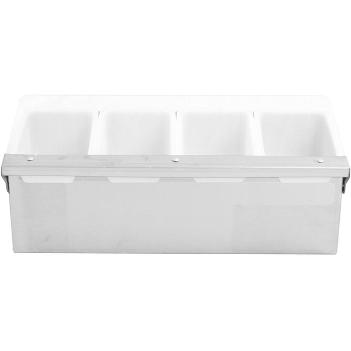 Garnish Tray / Condiment Dispenser with Lid 4 compartments Stainless steel & Plastic |  CHB04 Makfry