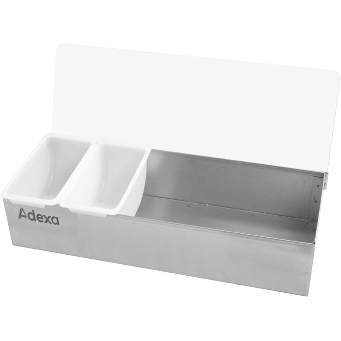 Garnish Tray / Condiment Dispenser with Lid 5 compartments Stainless steel & Plastic |  CHB05 Makfry