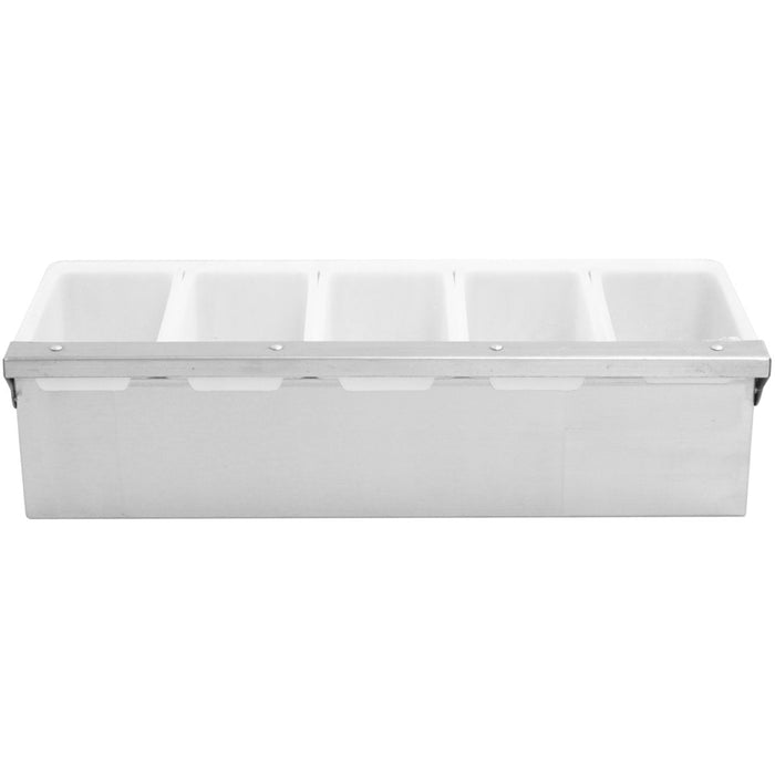 Garnish Tray / Condiment Dispenser with Lid 5 compartments Stainless steel & Plastic |  CHB05 Makfry