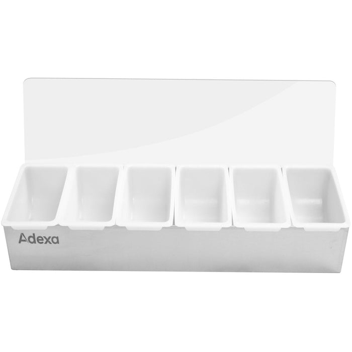 Garnish Tray / Condiment Dispenser with Lid 6 compartments Stainless steel & Plastic |  CHB06 Makfry