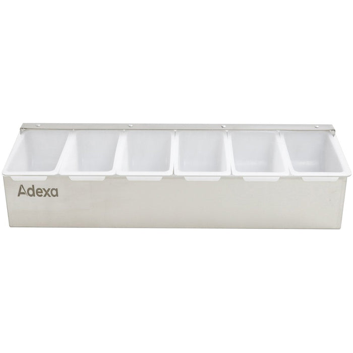 Garnish Tray / Condiment Dispenser with Lid 6 compartments Stainless steel & Plastic |  CHB06 Makfry