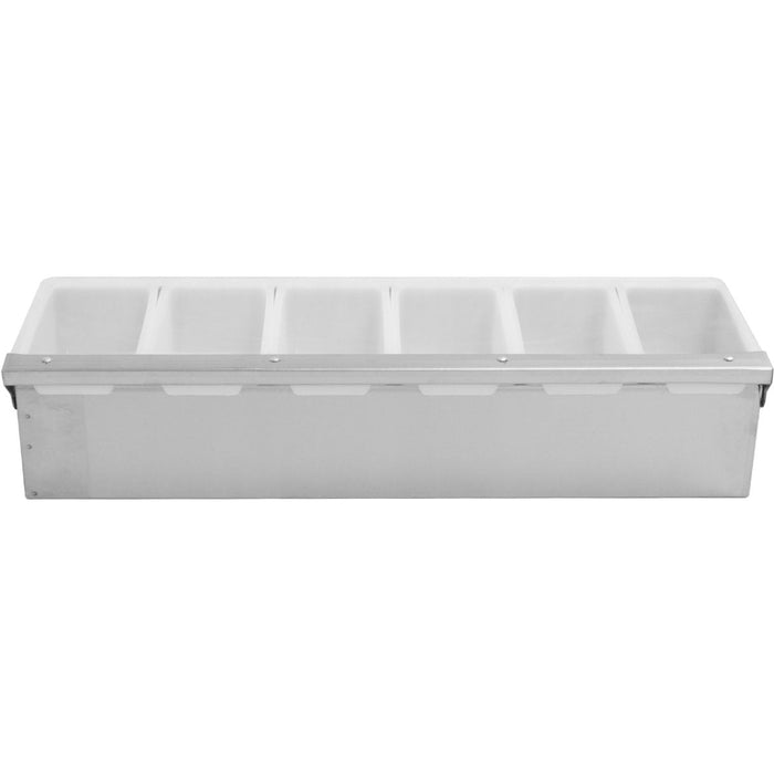 Garnish Tray / Condiment Dispenser with Lid 6 compartments Stainless steel & Plastic |  CHB06 Makfry