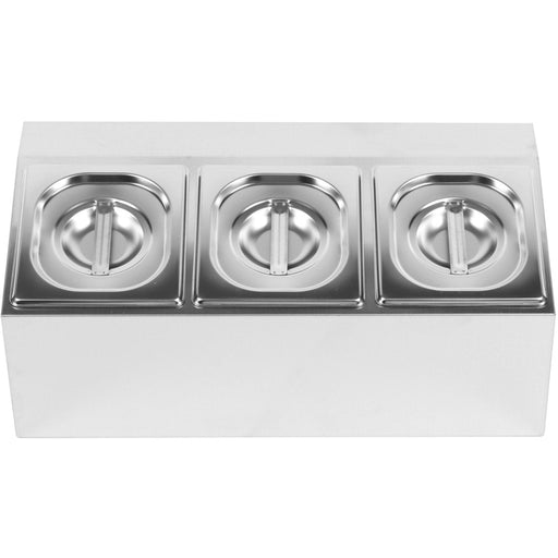 Commercial Condiment Holder including 3xGN1/6-100mm pans & lids |  CHD03A Makfry