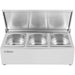 Commercial Condiment Holder with lid including 3xGN1/6-100mm containers Stainless steel |  CHD03AFL Makfry