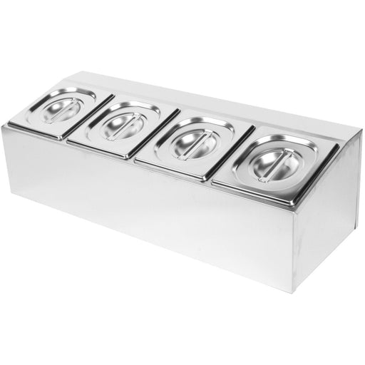 Commercial Condiment Holder including 4xGN1/6-150mm pans & lids |  CHD04AD Makfry