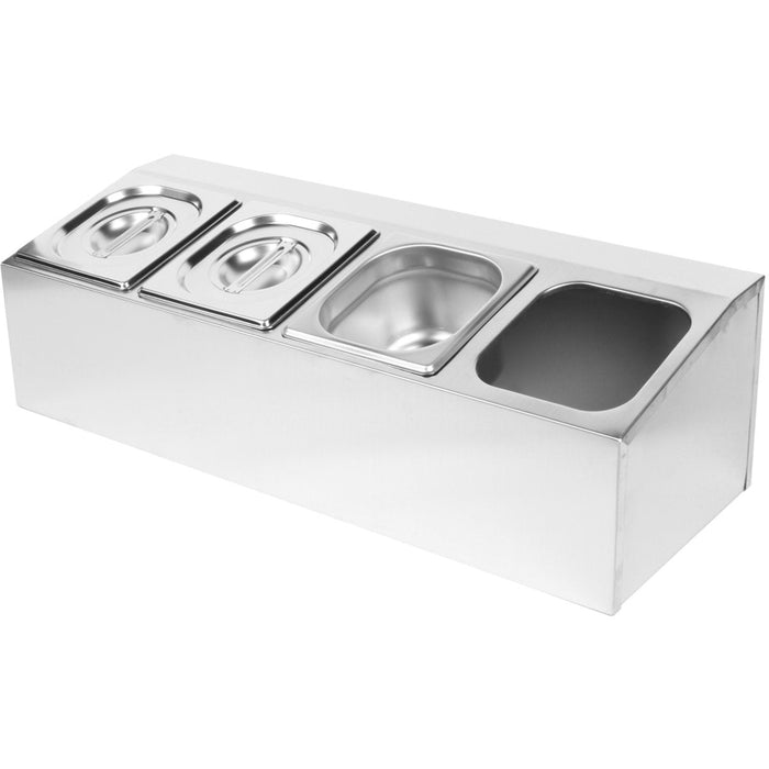 Commercial Condiment Holder including 4xGN1/6-150mm pans & lids |  CHD04AD Makfry