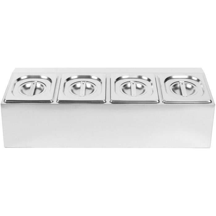 Commercial Condiment Holder including 4xGN1/6-150mm pans & lids |  CHD04AD Makfry