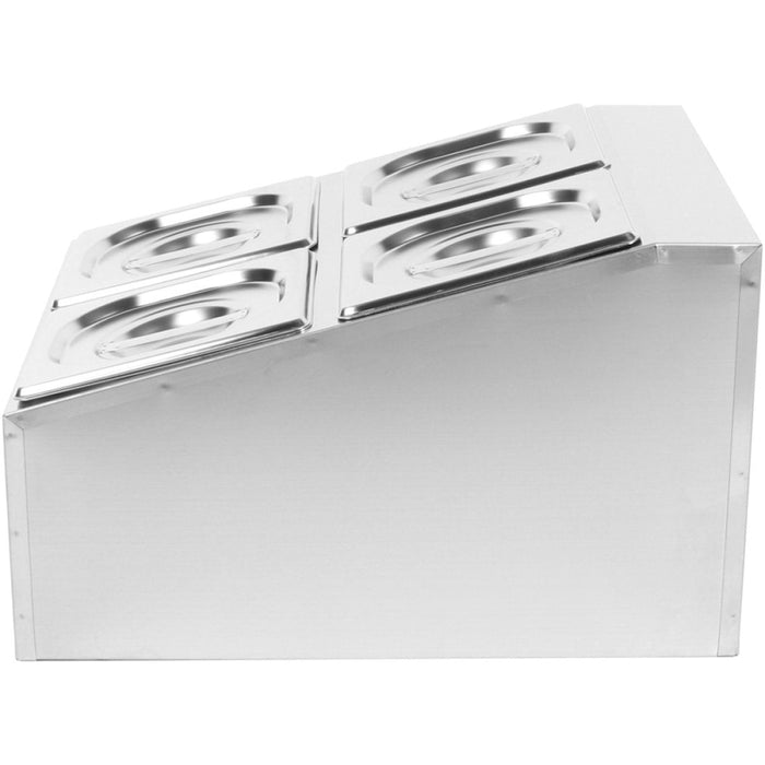 Commercial Condiment Holder including 4xGN1/6-150mm containers with lids Stainless steel |  CHD04BD Makfry