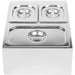Commercial Condiment Holder including 2xGN1/6-100mm & 1xGN1/3-100mm containers with lids Stainless steel |  CHD04B2 Makfry