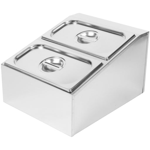 Commercial Condiment Holder including 2xGN1/3-100mm containers with lids Stainless steel |  CHD04B3 Makfry