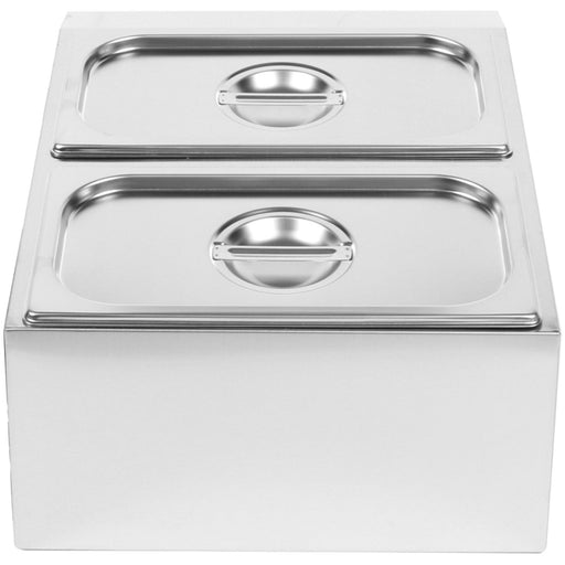 Commercial Condiment Holder including 2xGN1/3-100mm containers with lids Stainless steel |  CHD04B3 Makfry