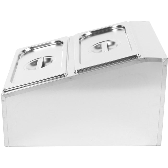 Commercial Condiment Holder including 2xGN1/3-100mm containers with lids Stainless steel |  CHD04B3 Makfry