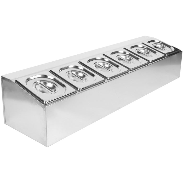 Commercial Condiment Holder including 6xGN1/6-100mm pans & Lids |  CHD06A Makfry