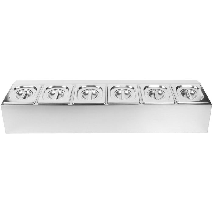 Commercial Condiment Holder including 6xGN1/6-150mm pans & Lids |  CHD06AD Makfry