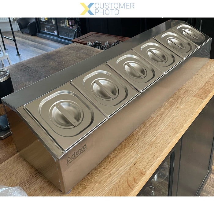 Commercial Condiment Holder including 6xGN1/6-100mm pans & Lids |  CHD06A Makfry