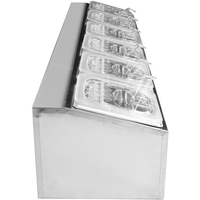 Commercial Condiment Holder including 6xGN1/6-100mm pans & fliptop lids |  CHD06APCFL Makfry