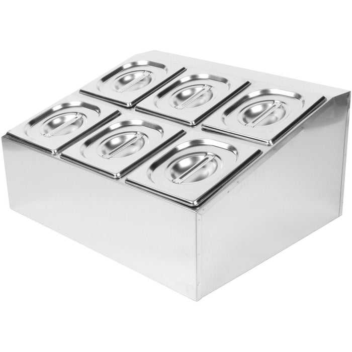 Commercial Condiment Holder including 6xGN1/6-150mm pans & lids |  CHD06BD Makfry