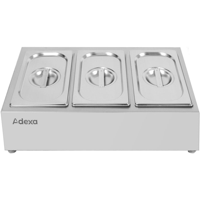 Commercial Condiment Holder including 3xGN1/4-150mm containers with lid Stainless steel |  CHE03AD Makfry