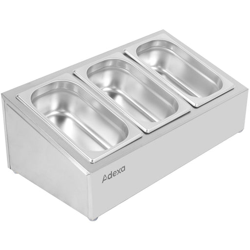 Commercial Condiment Holder including 3xGN1/4-100mm containers with lid Stainless steel |  CHE03A Makfry