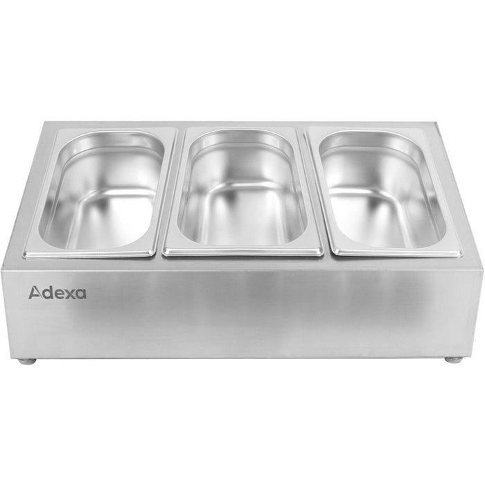 Commercial Condiment Holder including 3xGN1/4-150mm containers with lid Stainless steel |  CHE03AD Makfry