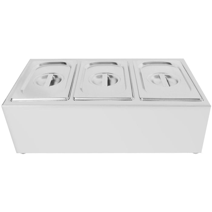 Commercial Condiment Holder including 3xGN1/4-150mm containers with lid Stainless steel |  CHE03AD Makfry