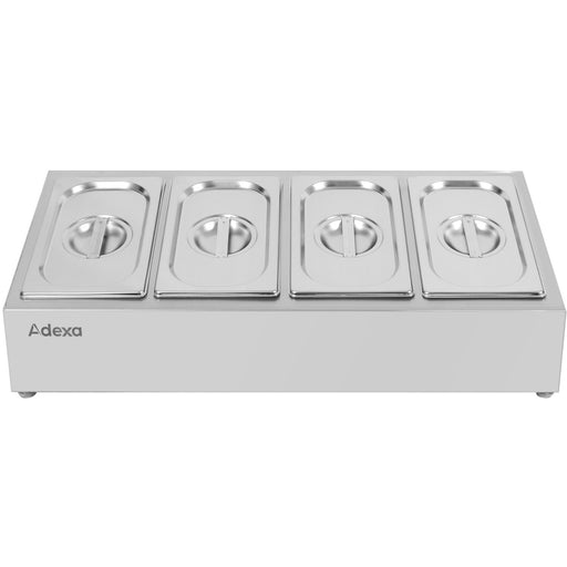 Commercial Condiment Holder including 4xGN1/4-150mm containers with lid Stainless steel |  CHE04AD Makfry