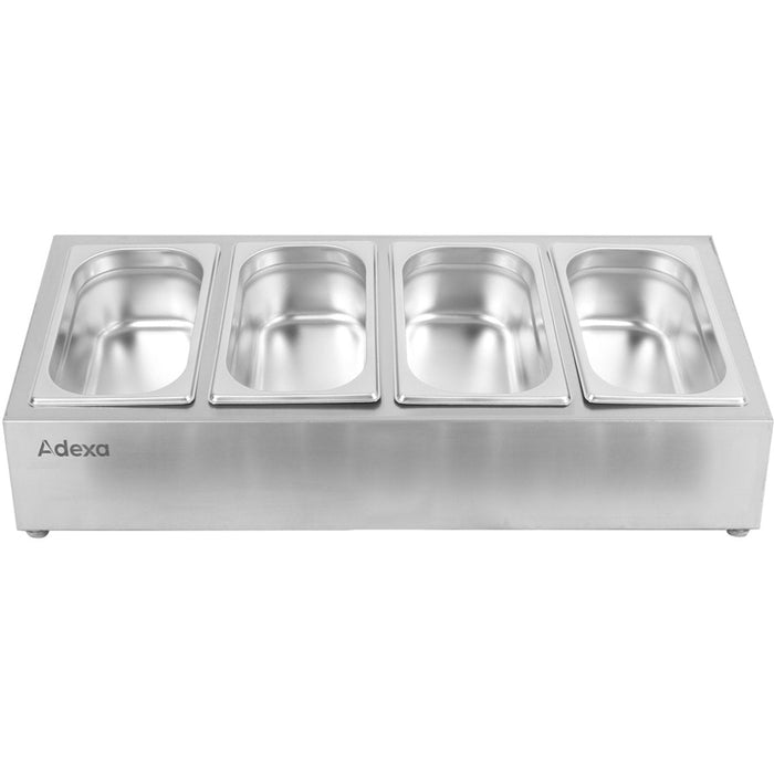 Commercial Condiment Holder including 4xGN1/4-100mm containers with lid Stainless steel |  CHE04A Makfry