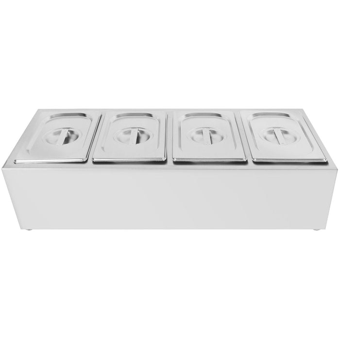 Commercial Condiment Holder including 4xGN1/4-100mm containers with lid Stainless steel |  CHE04A Makfry
