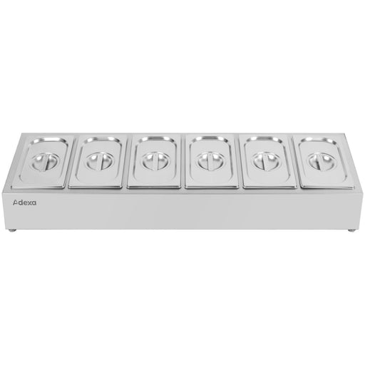 Commercial Condiment Holder including 6xGN1/4-150mm containers with lid Stainless steel |  CHE06AD Makfry