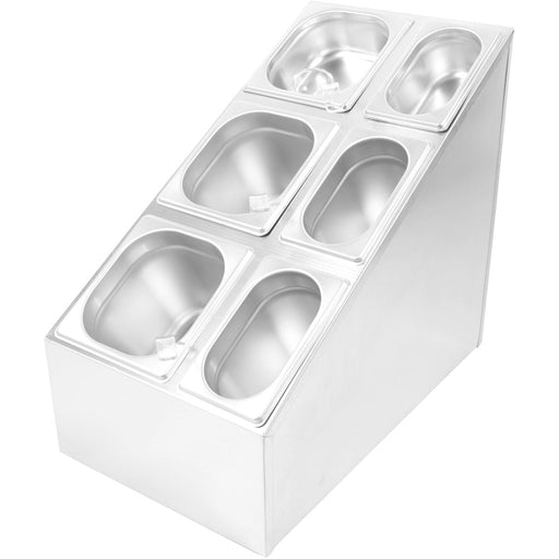 Commercial Condiment Pan Holder including 3xGN1/6 + 3xGN1/9 pans & ladles |  CHM01PCFL Makfry