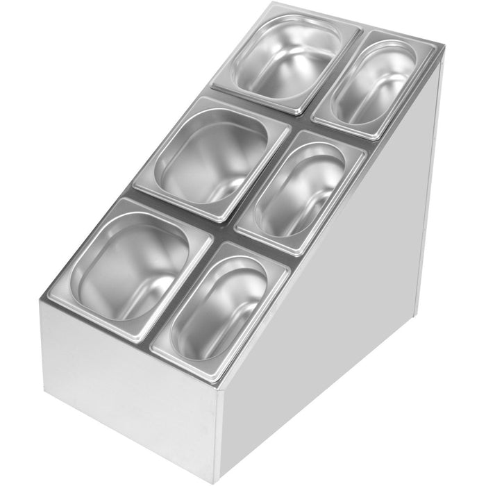 Commercial Condiment Pan Holder including 3xGN1/6 + 3xGN1/9 pans & ladles |  CHM01DPCFL Makfry