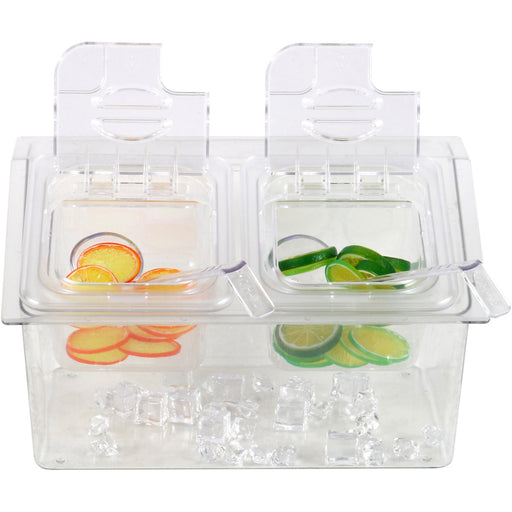Chilled Condiment Holder including 2xGN1/6-100mm containers with lid Plastic |  CHP04B2 Makfry