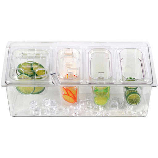 Chilled Condiment Holder including 1xGN1/6+3xGN1/9-100mm containers with lid Plastic |  CHP06B2 Makfry