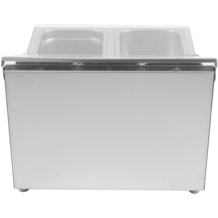 Commercial Condiment Holder including 4xGN1/6-100mm pans & fliptop lids |  CHRLF04B1 Makfry