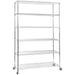 Commercial Wire Shelving Unit 6 Tier with Wheels 1500kg 1200x450x1880mm Chrome |  CJ12045188A6CW3 Makfry