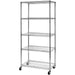 Commercial 5 Tier Shelving Unit Chrome Wire with Wheels 1250kg 1500x450x1900mm |  CJA1344 Makfry