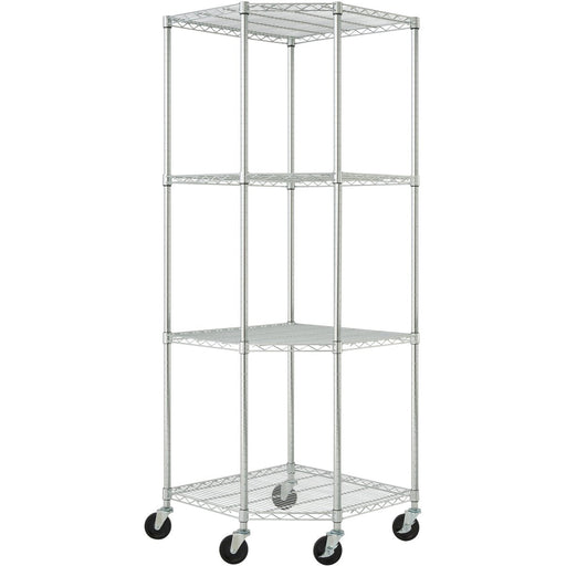 Commercial 4 Tier Pentagon Shelving Unit Chrome Wire with Wheels 1000kg 680x680x1880mm |  CJA1363 Makfry
