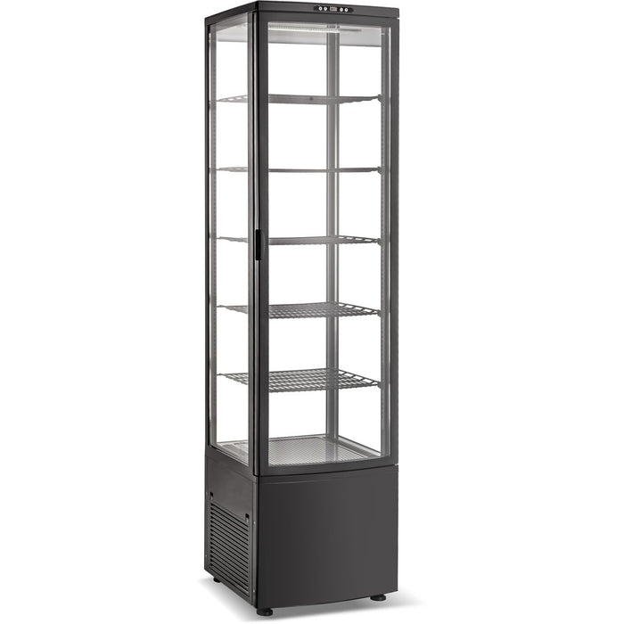 Upright Display Fridge 288 litres 5 shelves Black 1 flat door |  CL288B