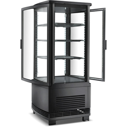 Countertop Display Fridge 98 litres 4 shelves Black 2 curved doors front & back |  CL98RB Makfry