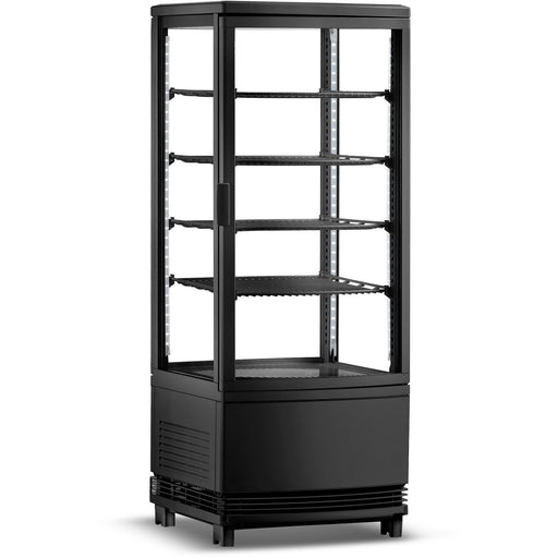 Countertop Display Fridge 98 litres 4 shelves Black 2 curved doors front & back |  CL98RB Makfry