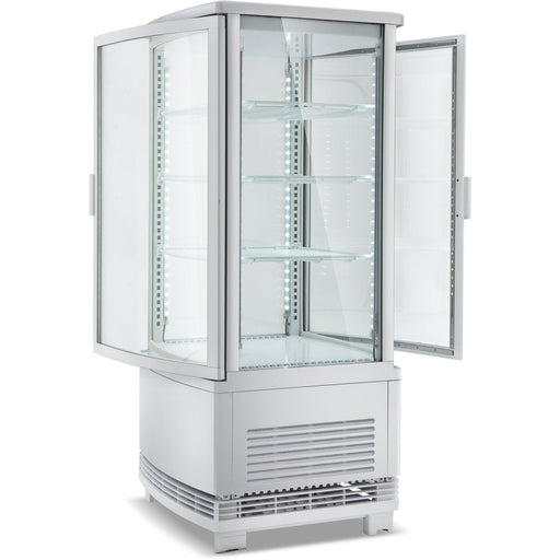 Countertop Display Fridge 75 Litres 3 Shelves White 2 Curved Doors Front &Amp; Back | Cl68 Rw Makfry
