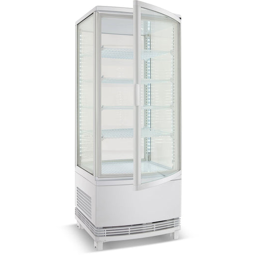 Countertop Display Fridge 98 litres 4 shelves White 2 curved doors front & back |  CL98RW Makfry